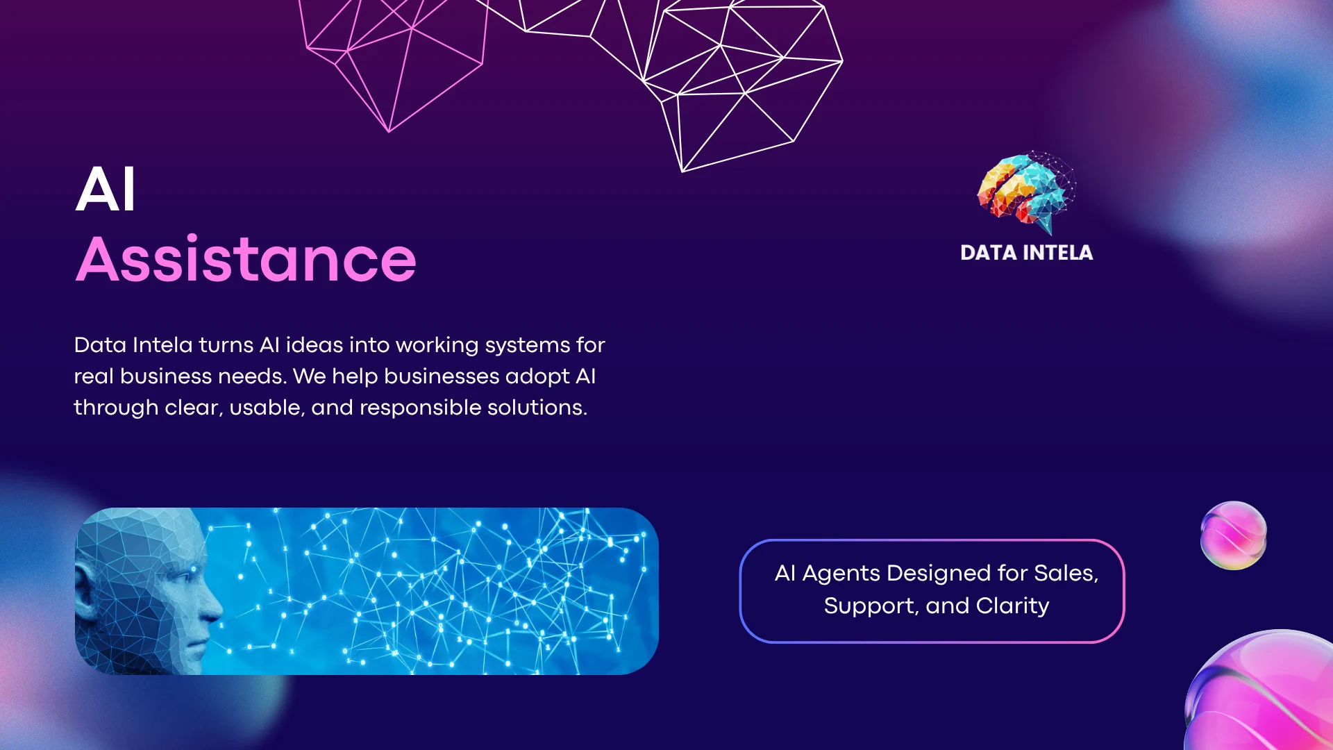 Data Intela AI assistance for sales, support, and clarity